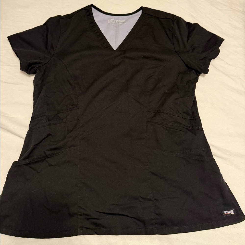grey's anatomy large black scrub top